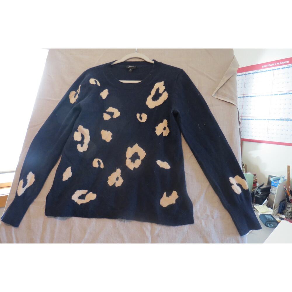 J.Crew 100% Cashmere Leopard Print Sweater M